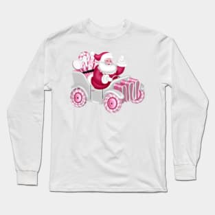 Retro Vintage Pink Santa Claus Long Sleeve T-Shirt